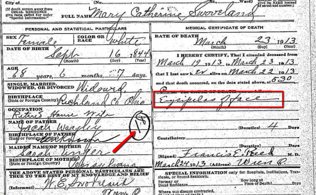 hard to read death records for genealogy
