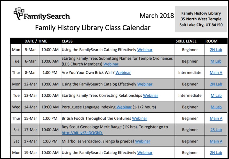 Family History Center Genealogy Webinars