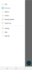 FamilySearch Memories App menu