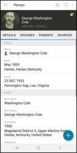 FamilySearch Memories App Person Detail Page